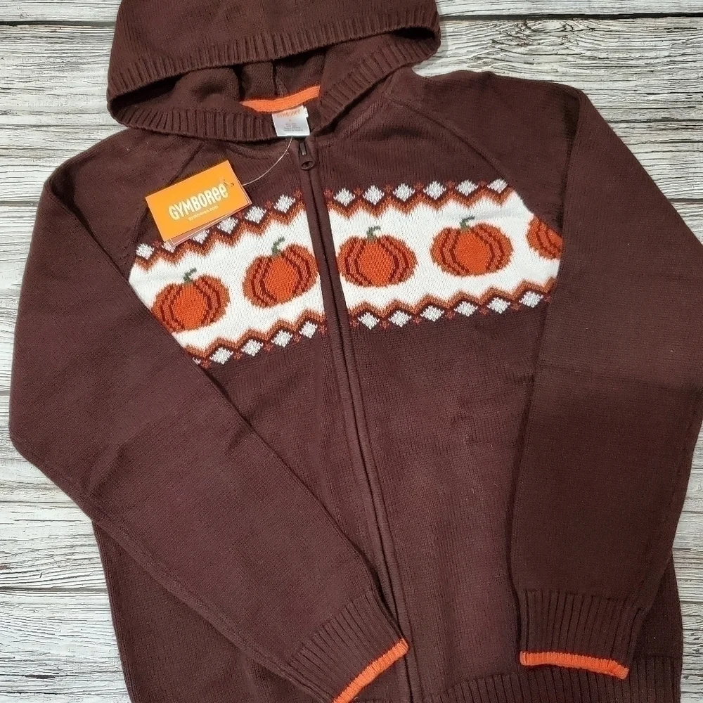 Fall Harvest Pumpkin Zip Up Sweater NWT